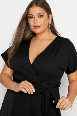 YOURS LONDON Curve Black Tie Waist Wrap Midi Dress -Plus Size Apparel Shop 1f320e06 dcc8 4c 161105 D
