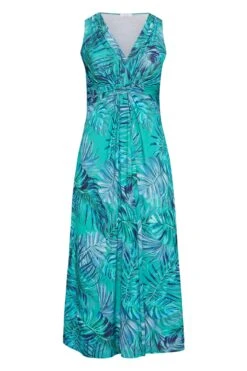 YOURS LONDON Curve Blue Tropical Print Knot Front Maxi Dress -Plus Size Apparel Shop 1f4206b8 7e44 41 161331 X