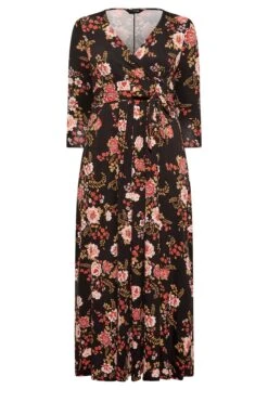 YOURS Curve Black Floral Print Wrap Dress -Plus Size Apparel Shop 1faafd64 85fd 4b 301402 X