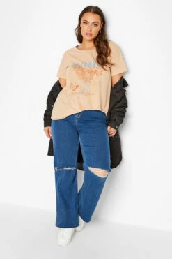 YOURS Curve Natural Brown 'Arizona' Eagle Print T-Shirt