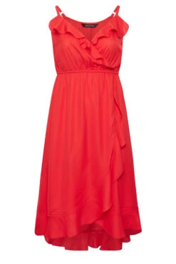 LIMITED COLLECTION Curve Red Frill Midaxi Wrap Dress -Plus Size Apparel Shop 22e8d4cc c0d8 45 215534 X
