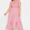 YOURS Curve Pink Ditsy Floral Bardot Maxi Dress -Plus Size Apparel Shop 235dd313 8c27 49 137341 B