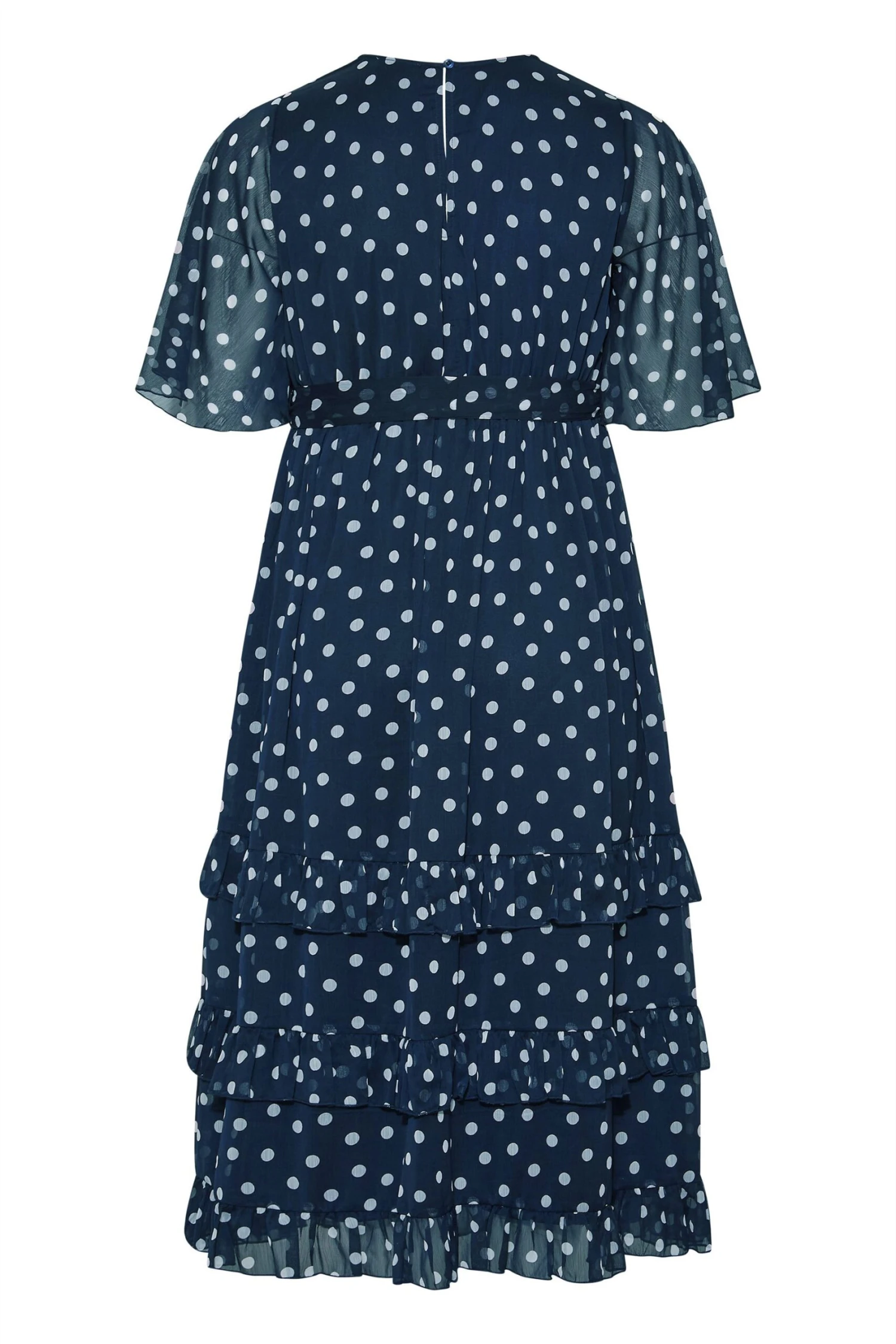 YOURS LONDON Curve Navy Blue Polka Dot Ruffle Maxi Dress 7 YOURS LONDON Curve Navy Blue Polka Dot Ruffle Maxi Dress - Image 5