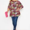 YOURS Curve Black Tropical Print Tie Neck Top -Plus Size Apparel Shop 24d44743 b211 49 300794 B