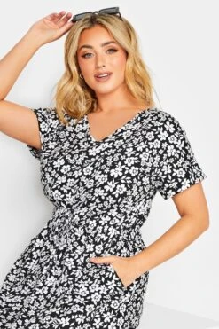 YOURS Curve Black Floral Maxi T-Shirt Dress -Plus Size Apparel Shop 25879e2f 9926 4e 137300 D