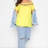 YOURS Curve Yellow Embroidered Bardot Top 2 YOURS Curve Yellow Embroidered Bardot Top -Plus Size Apparel Shop 2592710e bfc3 4a 300507 B