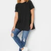 YOURS Curve Black Ribbed Swing Top -Plus Size Apparel Shop 25f84c8f feb7 4e 191856 B