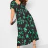 YOURS Curve Green V-Neck Floral Wrap Dress -Plus Size Apparel Shop 262cf25e fc57 45 302156 B