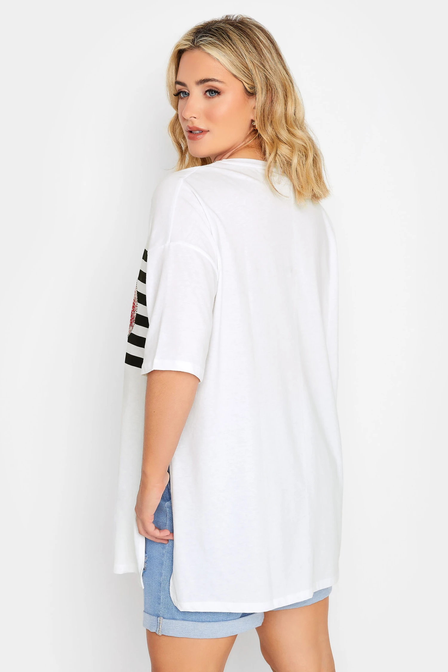 YOURS Curve White Heart Print T-Shirt 4 YOURS Curve White Heart Print T-Shirt - Image 2