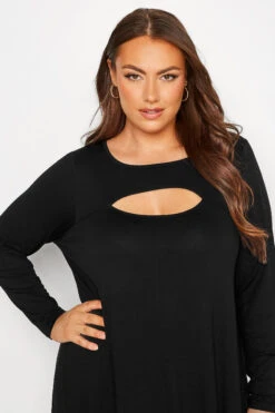YOURS Curve Black Cut Out Swing Top -Plus Size Apparel Shop 2a0e2b76 8069 47 320328 D