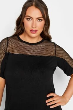 LIMITED COLLECTION Curve Black Fishnet Detail T-Shirt -Plus Size Apparel Shop 2a1317d2 2ce4 4a 215722 D