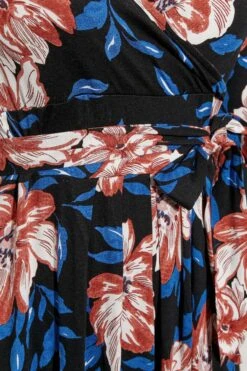 YOURS Curve Black & Blue Floral V-Neck Maxi Dress -Plus Size Apparel Shop 2af26790 adfa 40 301153 Z