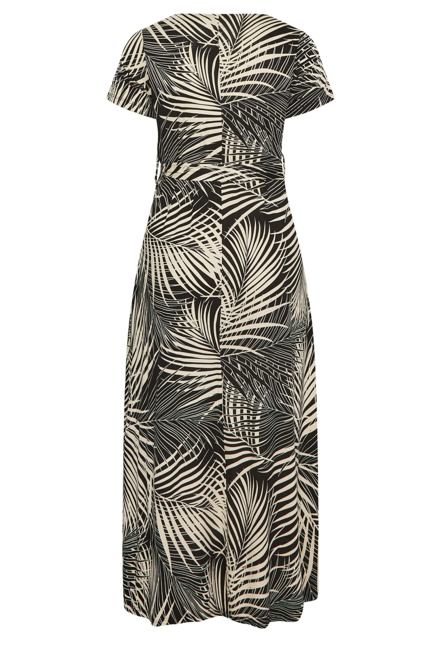 YOURS Curve Black Leaf Print Wrap Dress 8 YOURS Curve Black Leaf Print Wrap Dress - Image 6