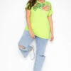 YOURS Curve Lime Green Floral Embellished Sequin T-Shirt -Plus Size Apparel Shop 2c92a8ec a9d7 46 300590 B