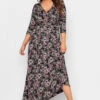 YOURS Curve Black Floral Wrap Maxi Dress 1 YOURS Curve Black Floral Wrap Maxi Dress -Plus Size Apparel Shop 2d4cd9eb bb8a 45 301491 B