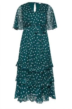 YOURS LONDON Curve Green Polka Dot Ruffle Maxi Dress -Plus Size Apparel Shop 2d8f6aca 8498 41 162209 X