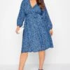 YOURS LONDON Curve Blue Leopard Print Wrap Dress 1 YOURS LONDON Curve Blue Leopard Print Wrap Dress -Plus Size Apparel Shop 2e22664f 23ec 49 161731 B