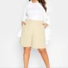 YOURS Curve Stone Brown Elasticated Waist Pull On Shorts -Plus Size Apparel Shop 2e87a7bb 45a6 4e 144772 B