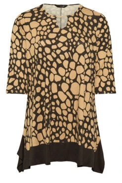 YOURS Curve Black & Beige Brown Animal Print Top -Plus Size Apparel Shop 2e9e3803 275e 45 320622 X