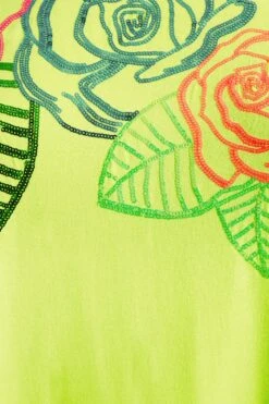 YOURS Curve Lime Green Floral Embellished Sequin T-Shirt 11 YOURS Curve Lime Green Floral Embellished Sequin T-Shirt -Plus Size Apparel Shop 2ecc2b0a a29e 4f 300590 ZR