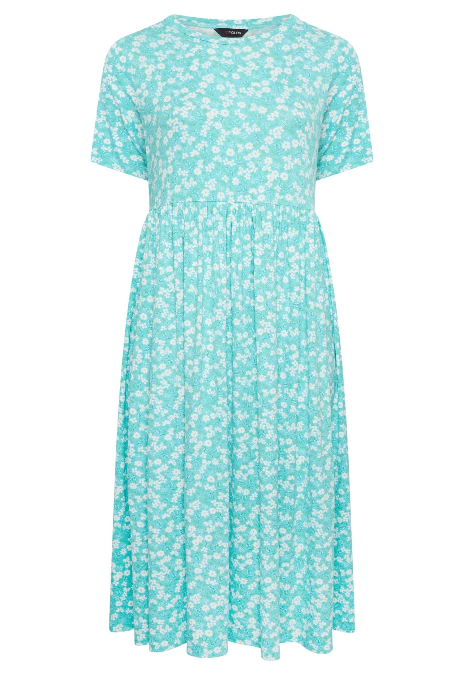 YOURS Curve Light Blue Floral Disty Print Smock Dress 7 YOURS Curve Light Blue Floral Disty Print Smock Dress - Image 5