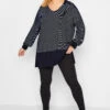 YOURS Curve Blue & Black Stripe Polo Neck Top -Plus Size Apparel Shop 30a28b33 f208 4f 301619 B