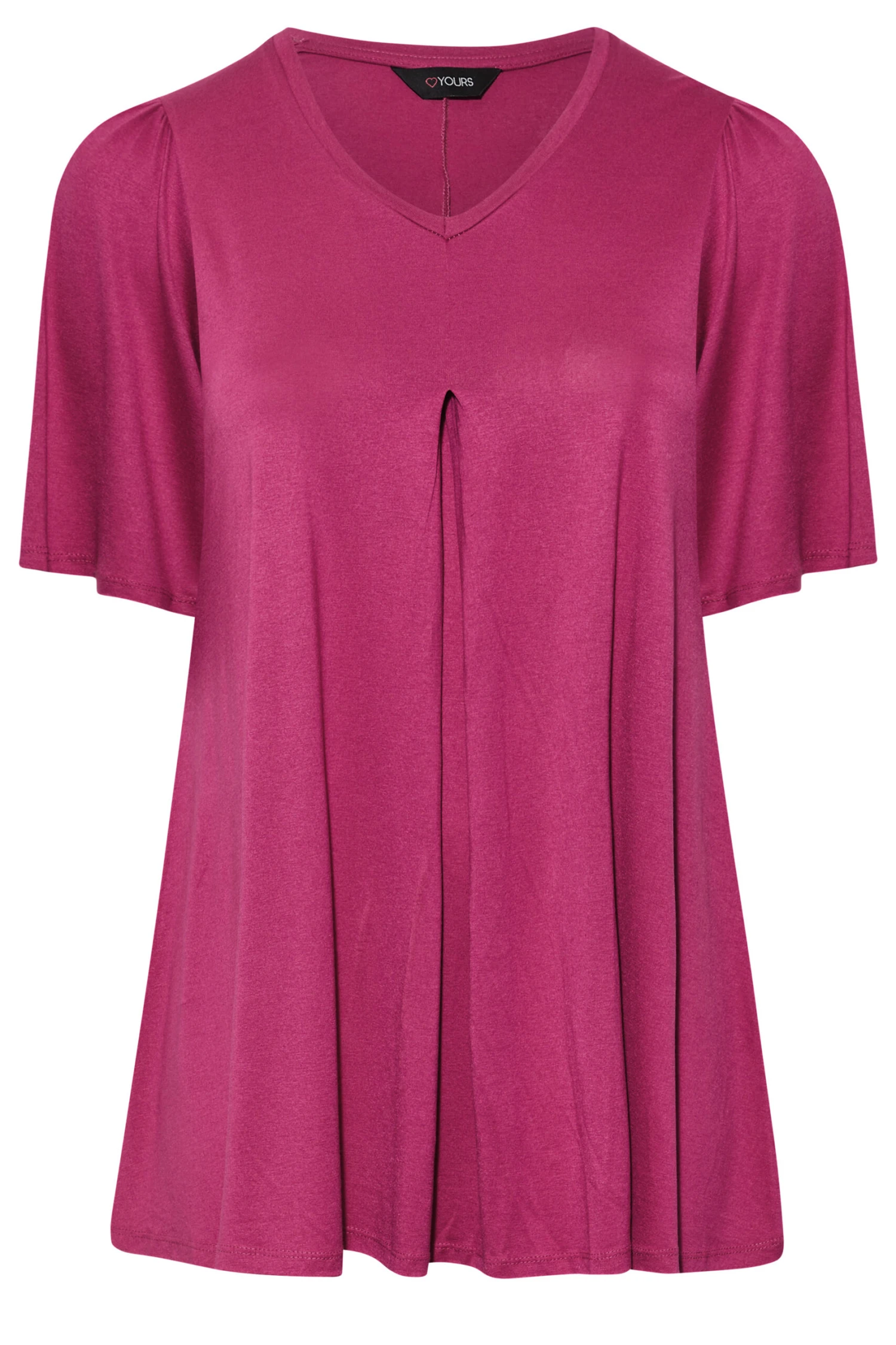 YOURS Curve Pink Pleat Angel Sleeve Swing Top 7 YOURS Curve Pink Pleat Angel Sleeve Swing Top - Image 5