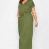 YOURS Curve Khaki Green Maxi T-Shirt Dress 1 YOURS Curve Khaki Green Maxi T-Shirt Dress -Plus Size Apparel Shop 31212428 a6c5 46 137313 B