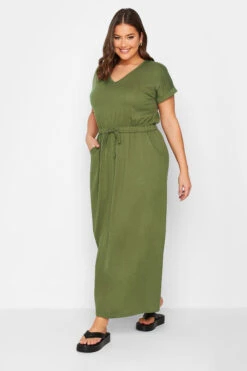 YOURS Curve Khaki Green Maxi T-Shirt Dress