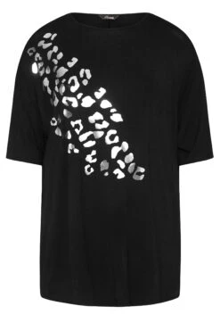 LIMITED COLLECTION Curve Black Foil Leopard Print Oversized T-Shirt -Plus Size Apparel Shop 3161f77c bbfa 4a 214217 F