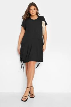 YOURS Curve Black Mesh Front Dress