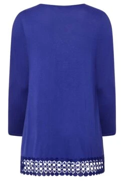 YOURS Curve Blue Crochet Trim Long Sleeve Tunic Top -Plus Size Apparel Shop 326f4487 a266 48 320340 Y