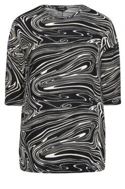 YOURS Curve Black Marble Print Top 12 YOURS Curve Black Marble Print Top -Plus Size Apparel Shop 34e94f06 f804 45 300157 F