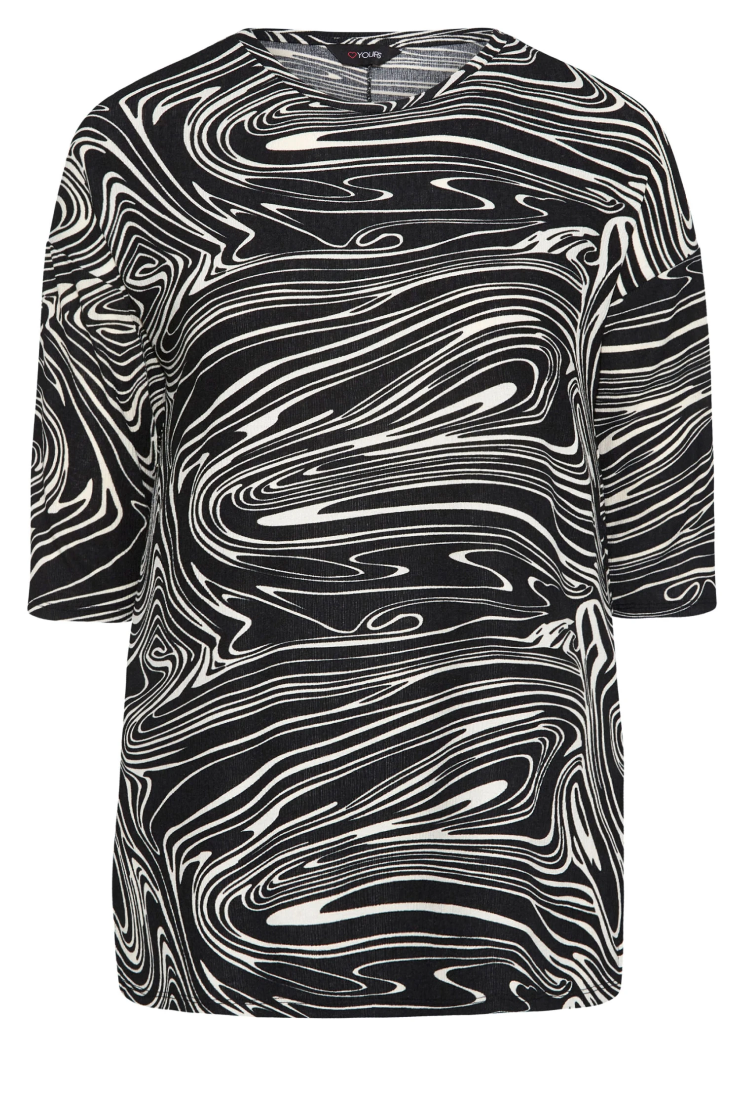 YOURS Curve Black Marble Print Top 7 YOURS Curve Black Marble Print Top - Image 5
