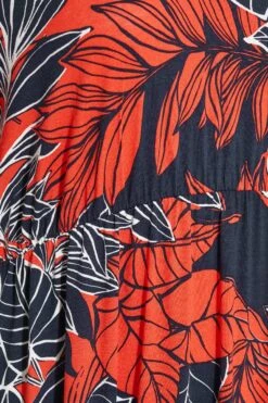 YOURS Curve Navy Blue Leaf Print Cold Shoulder Dress -Plus Size Apparel Shop 35662a7c cd81 43 300799 Z