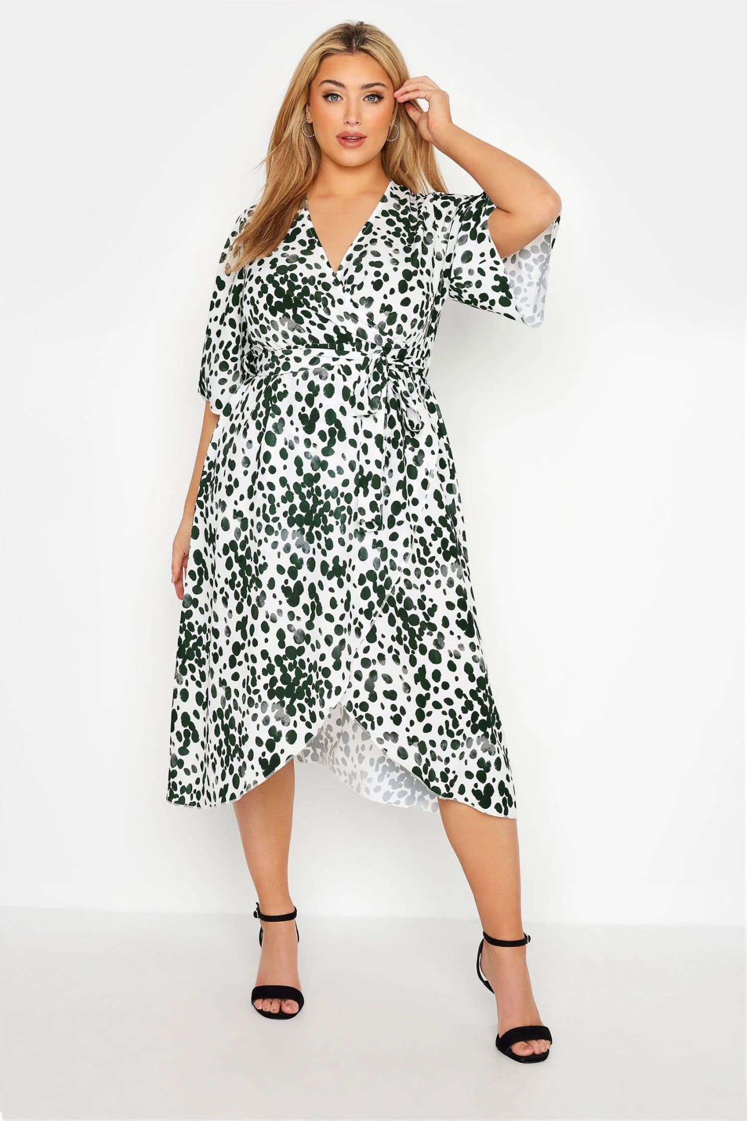 YOURS LONDON Curve White Dalmatian Print Wrap Dress 3 YOURS LONDON Curve White Dalmatian Print Wrap Dress