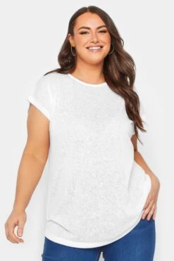 YOURS Curve 2 PACK Black Linen Look T-Shirts