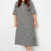 YOURS Curve Black Stripe Midaxi Dress -Plus Size Apparel Shop 36534779 486f 46 137555 B