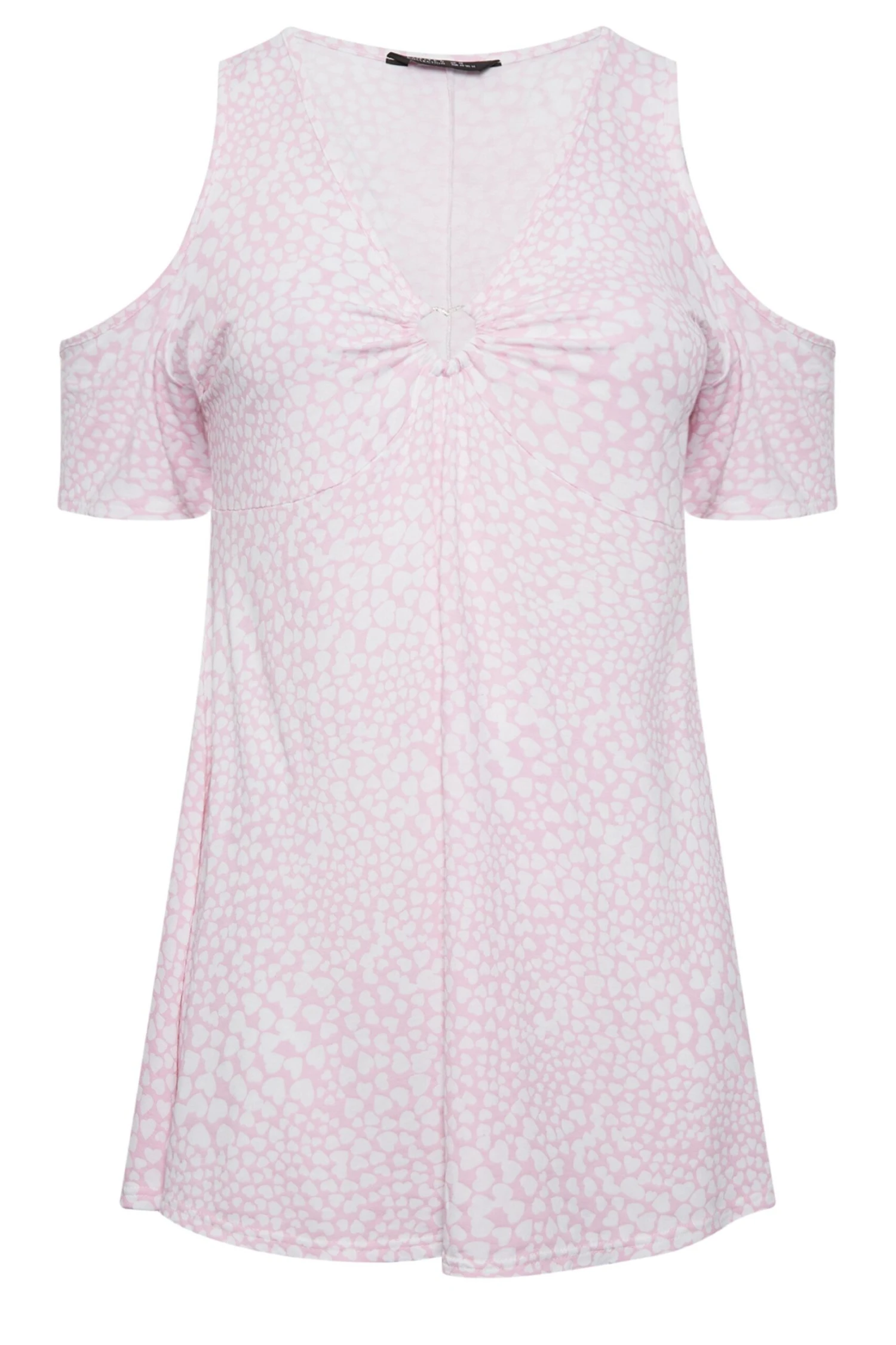 LIMITED COLLECTION Curve Pink Heart Print Keyhole Short Sleeve Top 7 LIMITED COLLECTION Curve Pink Heart Print Keyhole Short Sleeve Top - Image 5