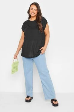 YOURS Curve 2 PACK Black Linen Look T-Shirts -Plus Size Apparel Shop 3a0c7225 7505 4e 320733 B1