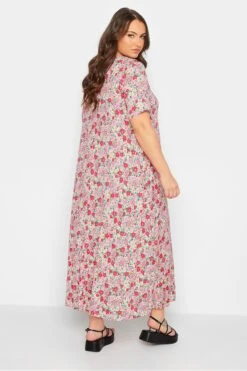 YOURS Curve Pink Floral Pleat Front Maxi Dress -Plus Size Apparel Shop 3a140939 6c53 46 137278 C