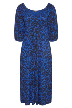 LIMITED COLLECTION Curve Navy Blue Leopard Print Wrap Milkmaid Dress -Plus Size Apparel Shop 3ab5d6f1 b489 43 214470 X
