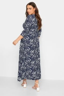 YOURS Curve Navy Blue Floral Print Maxi Dress -Plus Size Apparel Shop 3b155fff e3cf 44 301892 C