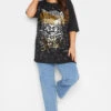 YOURS Curve Black Foil Leopard Graphic T-Shirt -Plus Size Apparel Shop 3b6dc442 ace3 44 301849 B