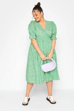 LIMITED COLLECTION Curve Green Ditsy Wrap Dress