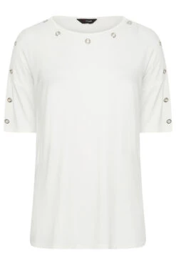 YOURS Curve White Eyelet Detail Oversized T-Shirt -Plus Size Apparel Shop 3b81dae1 9f72 49 301966 X