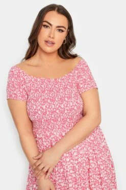 YOURS Curve Pink Ditsy Floral Bardot Maxi Dress -Plus Size Apparel Shop 3c7184ed ec6b 4d 137341 D