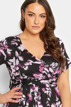 YOURS Curve Black Leaf Print Wrap Maxi Dress -Plus Size Apparel Shop 3ebc6235 dc96 4c 137434 D