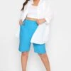 YOURS Curve Blue Cotton Shorts 2 YOURS Curve Blue Cotton Shorts -Plus Size Apparel Shop 3f369c4f 86ea 4e 144790 B