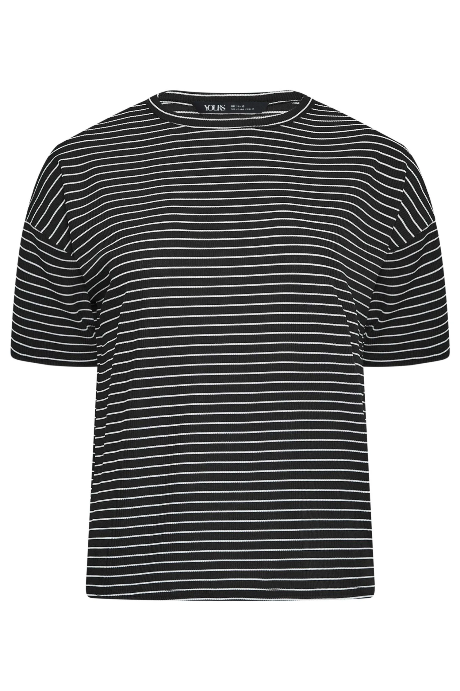 YOURS PETITE Curve Black Stripe T-Shirt 7 YOURS PETITE Curve Black Stripe T-Shirt - Image 5